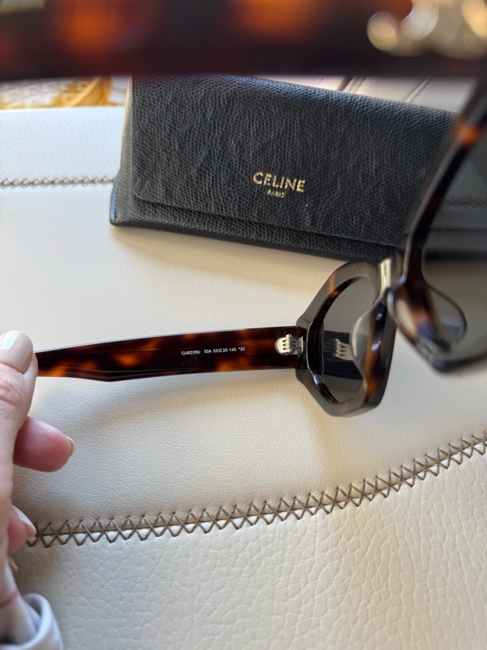 Celine Tortoiseshell Frame Sunglasses with Black Lenses - Picture 6 of 7